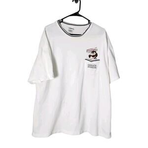 Vintage 90s Looney Tunes Taz T-Shirt Size XL White Embroidered Pocket